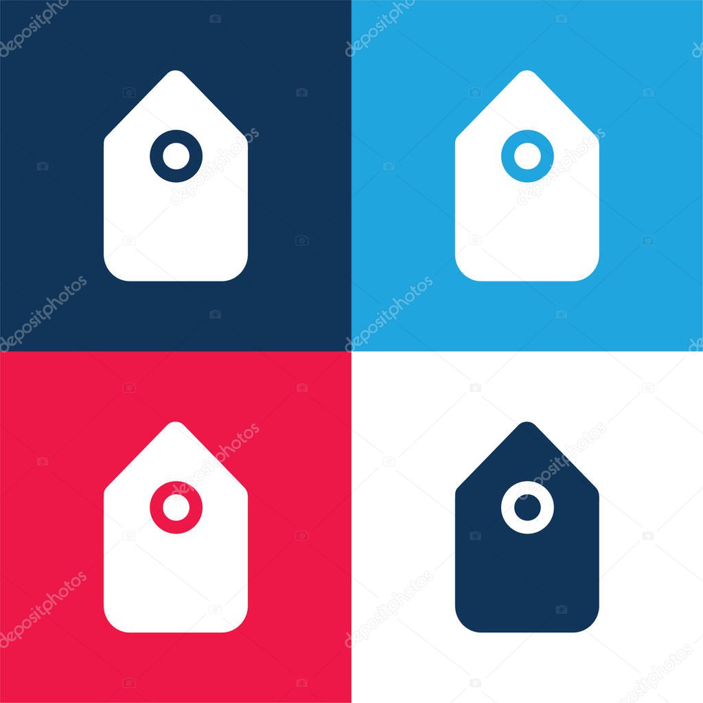 Black Tag Interface Symbol In Vertical Position blue and red four color minimal icon set
