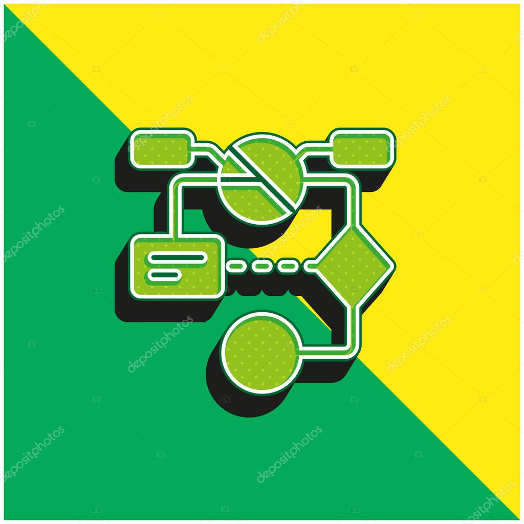 Algorithm Green and yellow modern 3d vector icon logo