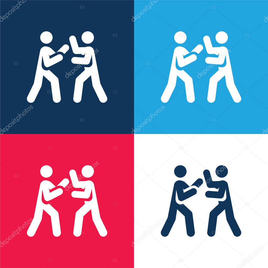 Boxing blue and red four color minimal icon set