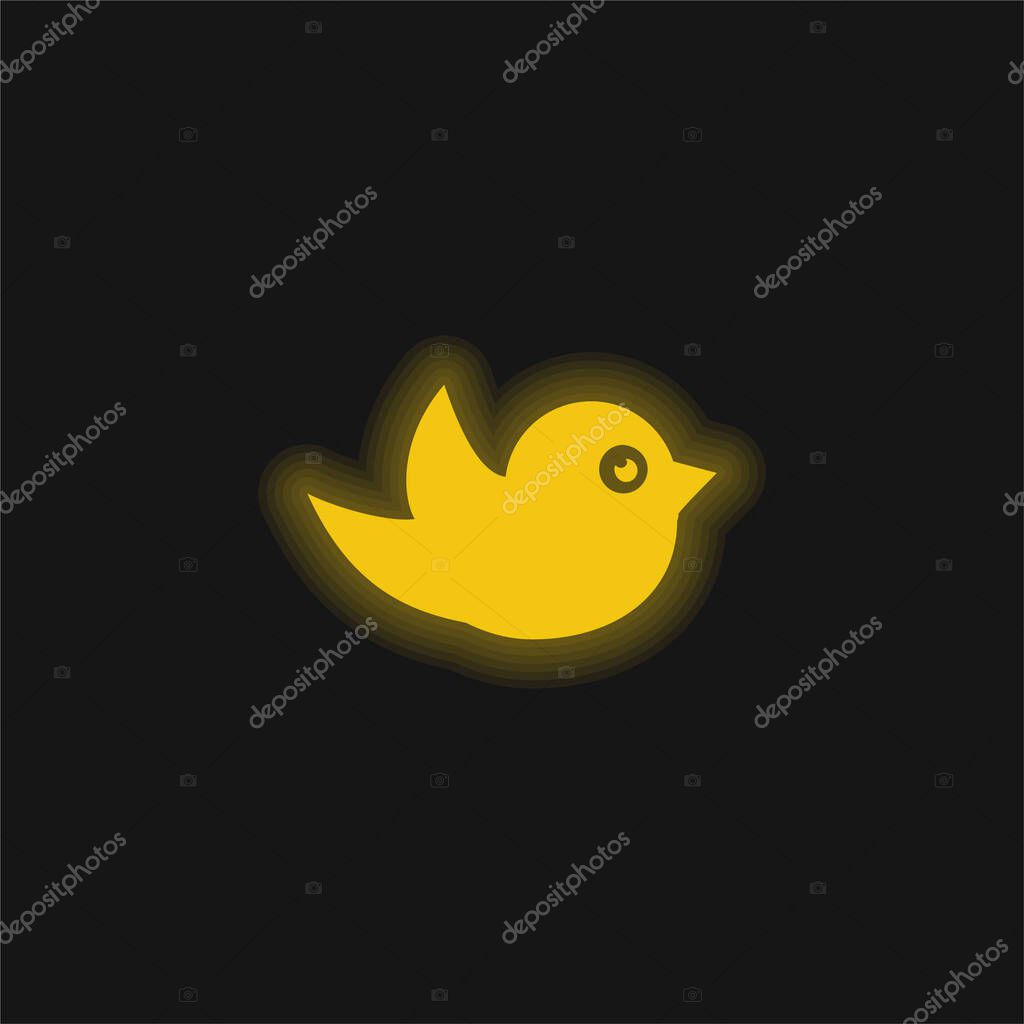 Black Bird yellow glowing neon icon