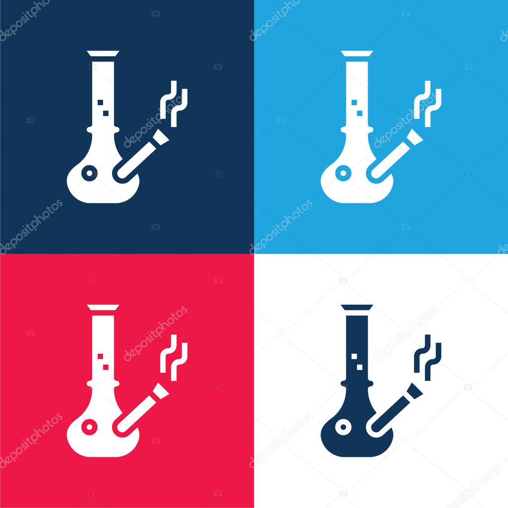 Bong blue and red four color minimal icon set