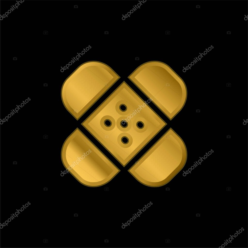 Band Aids gold plated metalic icon or logo vector