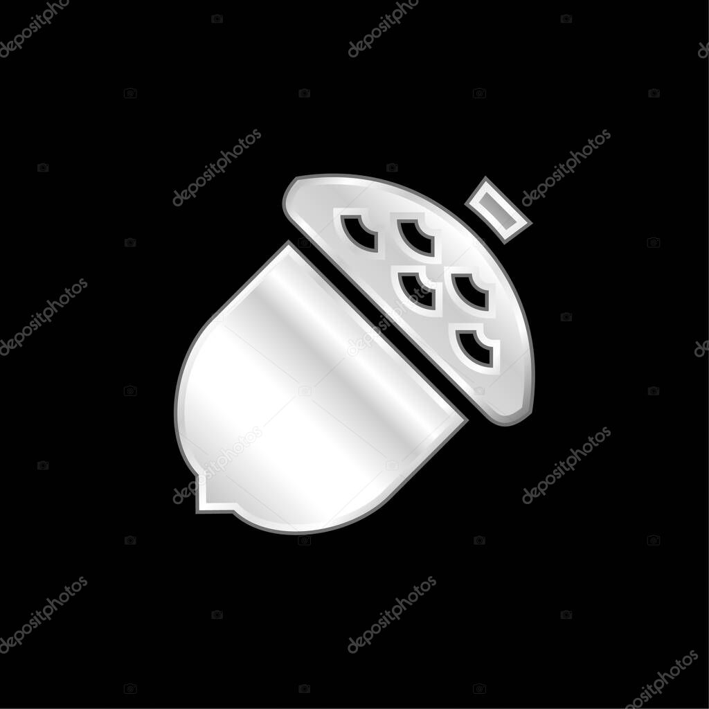 Acorn silver plated metallic icon