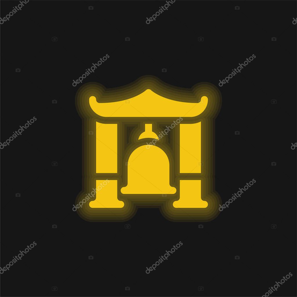 Bell yellow glowing neon icon