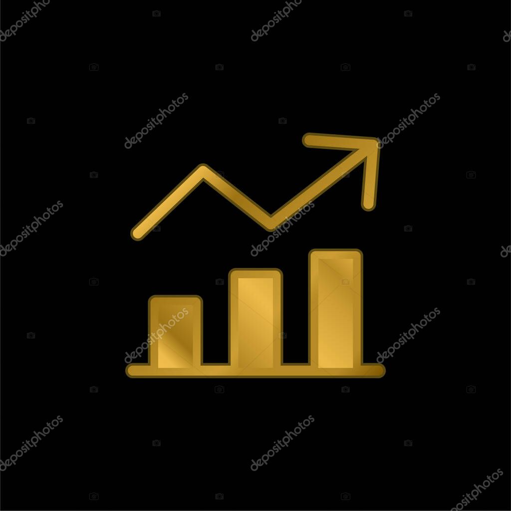 Analytics gold plated metalic icon or logo vector