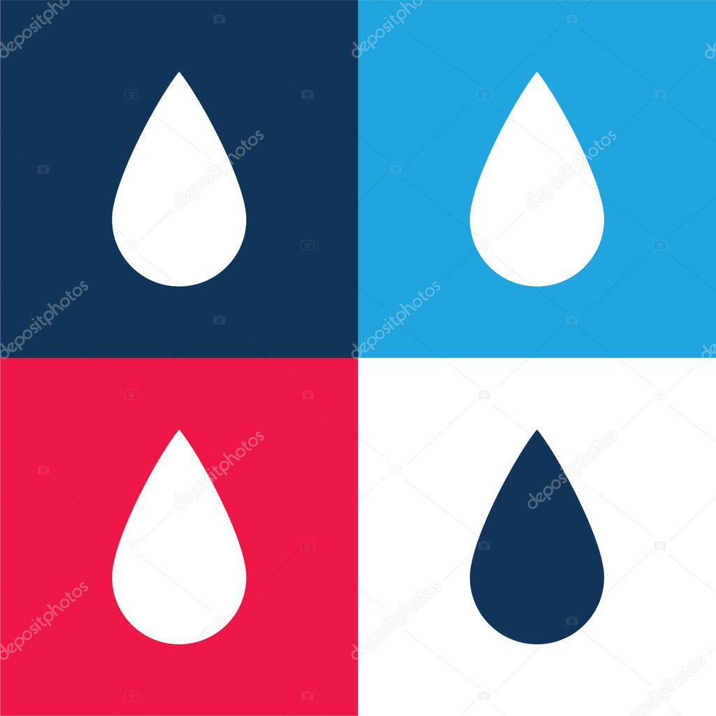 Black Ink Drop Shape blue and red four color minimal icon set