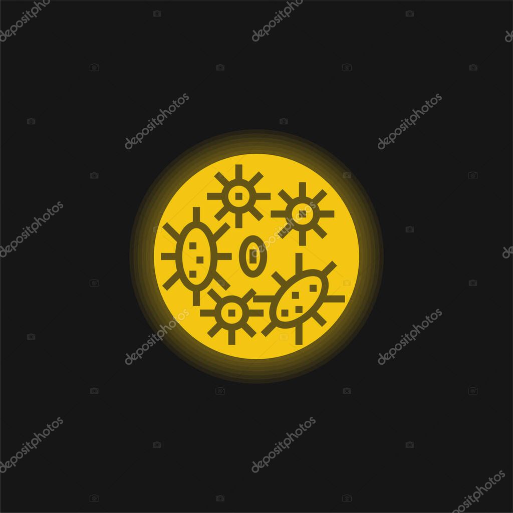 Bacteria yellow glowing neon icon