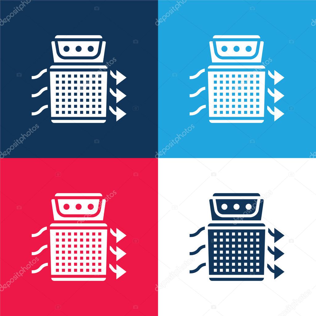 Air Purifier blue and red four color minimal icon set
