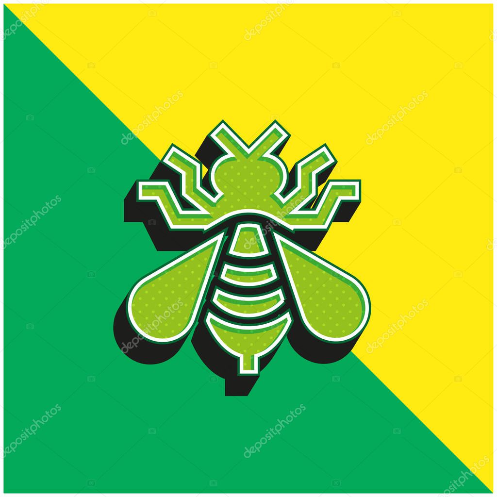 Bee Green and yellow modern 3d vector icon logo
