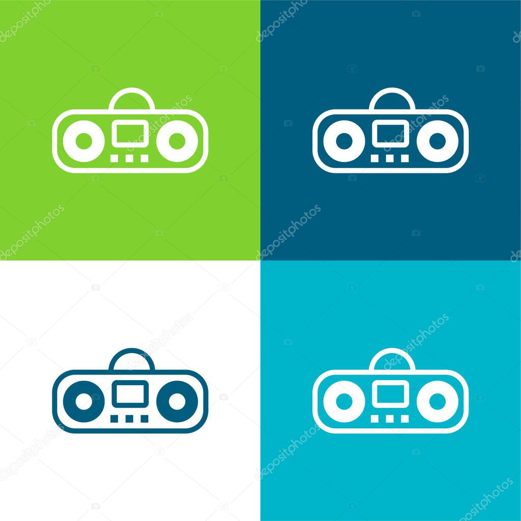 Boombox Cartoon Variant Flat four color minimal icon set