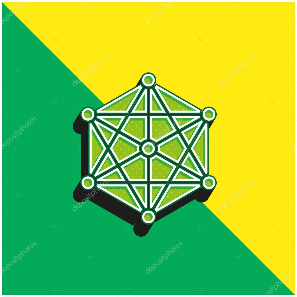 Big Data Green and yellow modern 3d vector icon logo