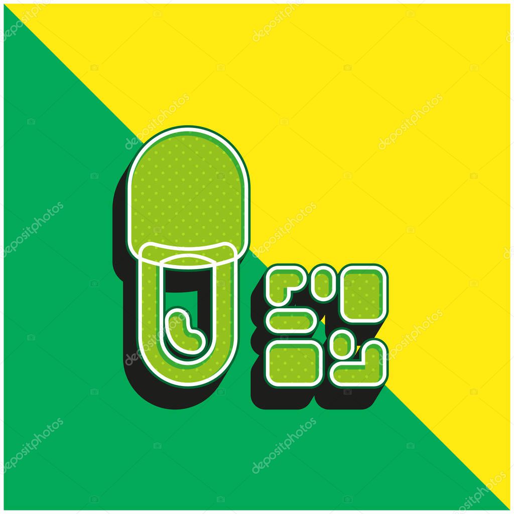 Barcode Green and yellow modern 3d vector icon logo