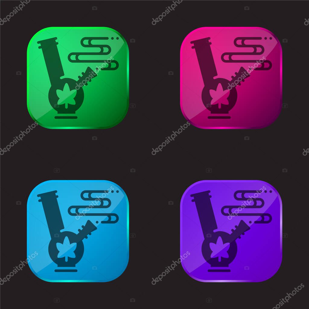 Bong four color glass button icon