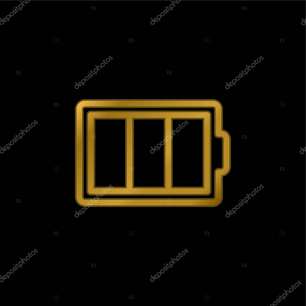 Battery Outline In A Circle gold plated metalic icon or logo vector