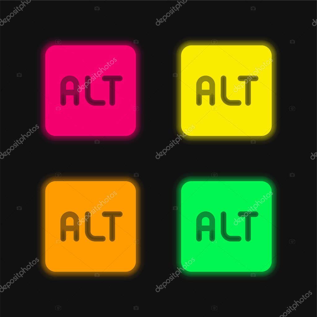 Alt four color glowing neon vector icon