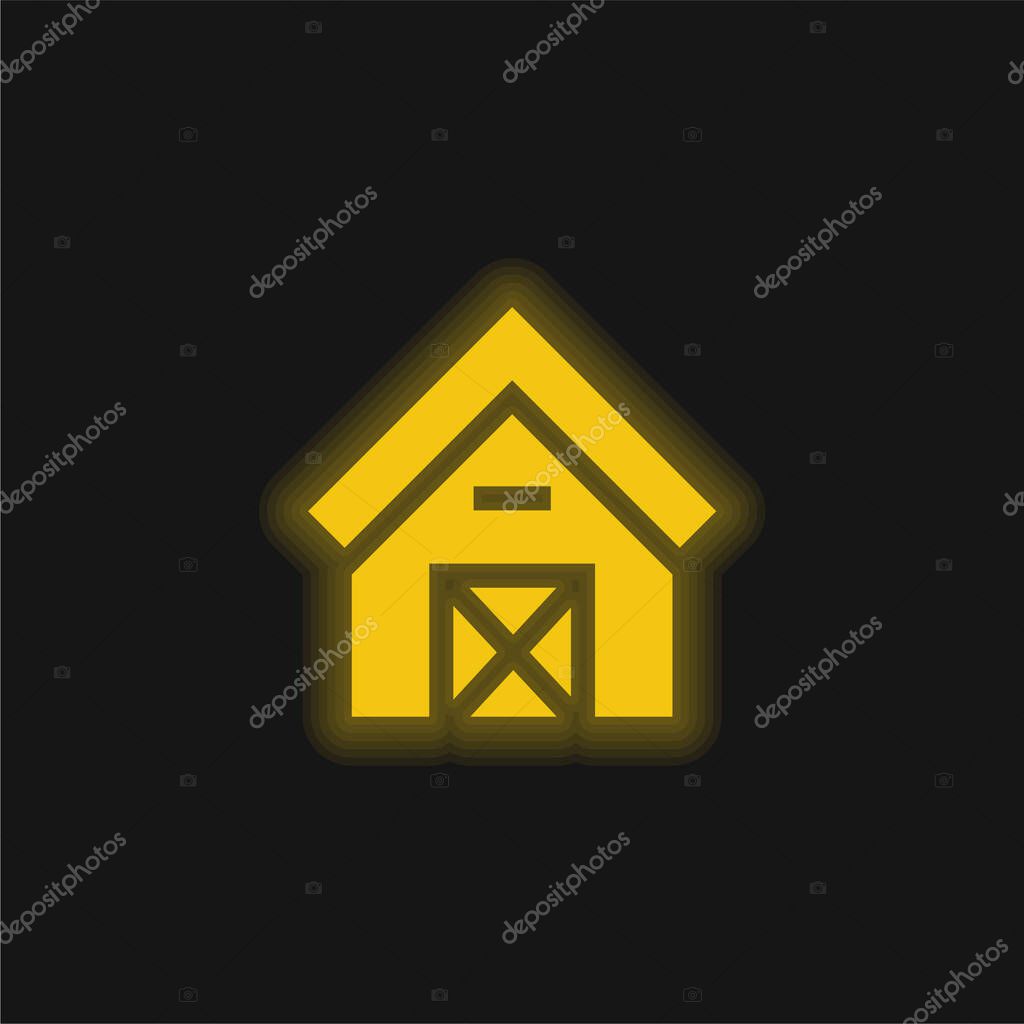 Barn yellow glowing neon icon