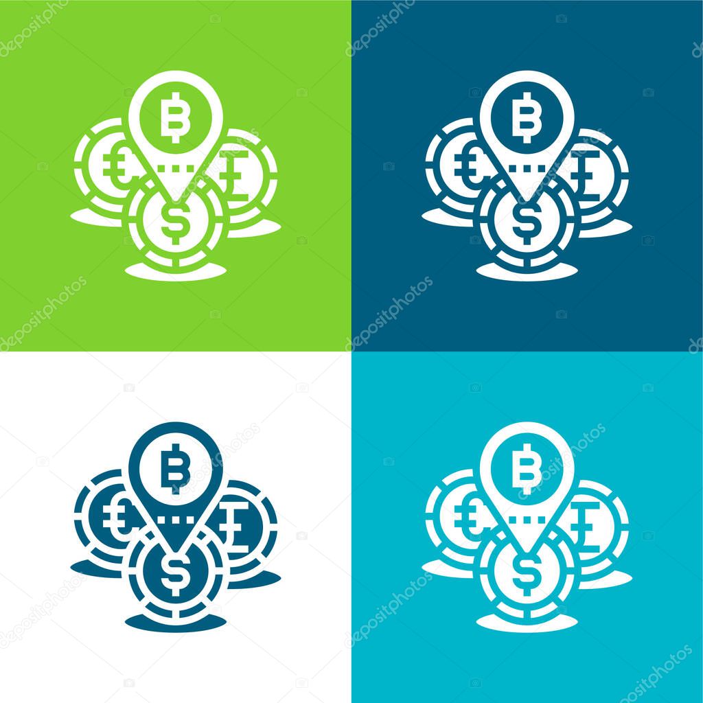 Addresses Flat four color minimal icon set