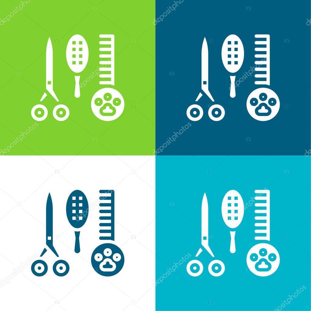 Beauty Saloon Flat four color minimal icon set