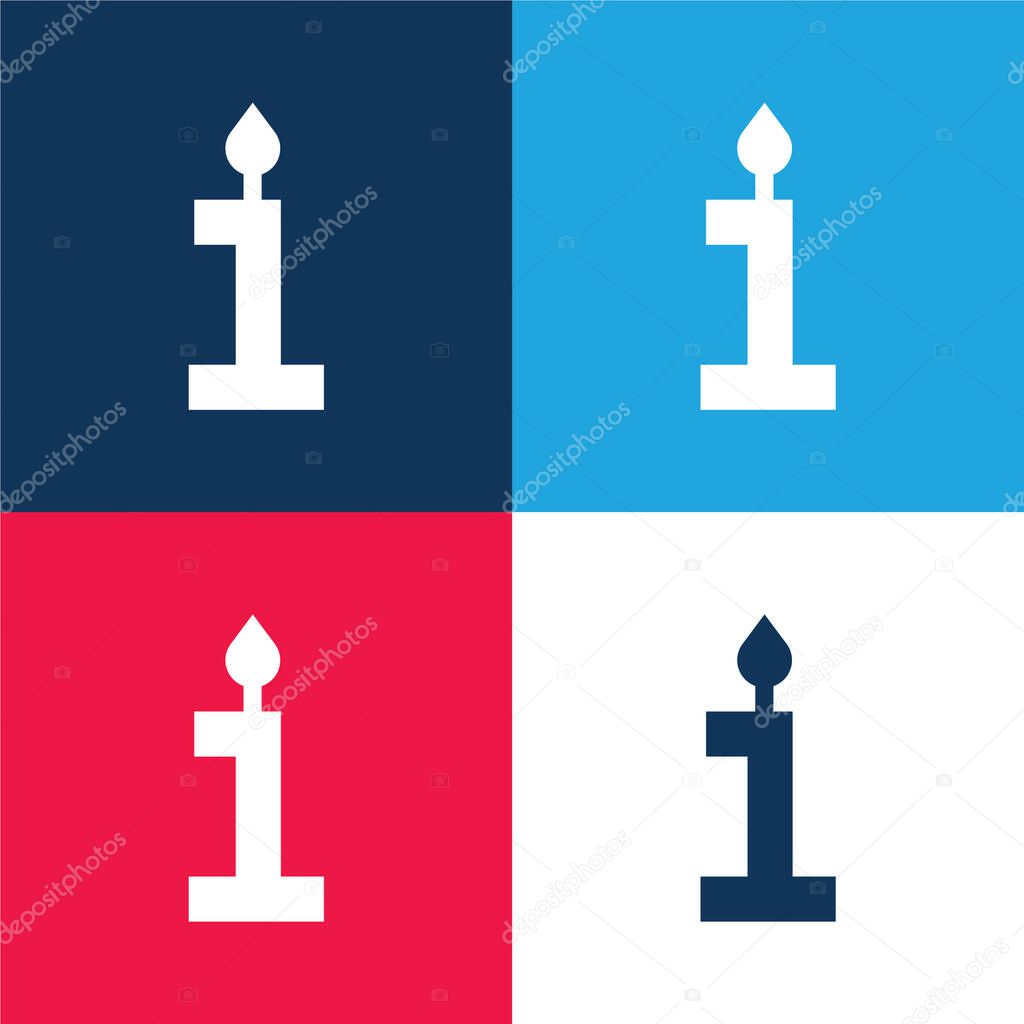 Birthday blue and red four color minimal icon set