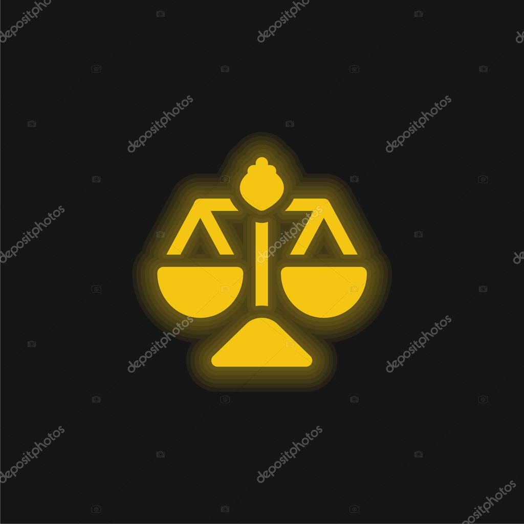 Balance yellow glowing neon icon