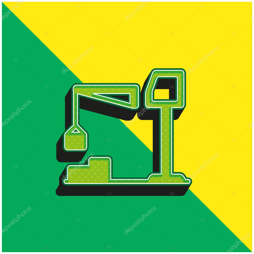 Big Derrick With Boxes Green and yellow modern 3d vector icon logo