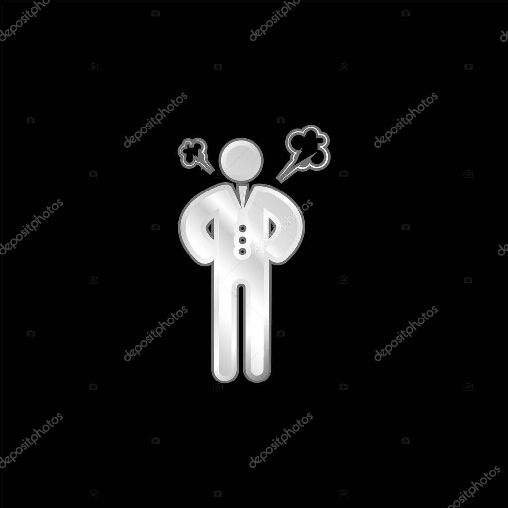 Angry Boss silver plated metallic icon