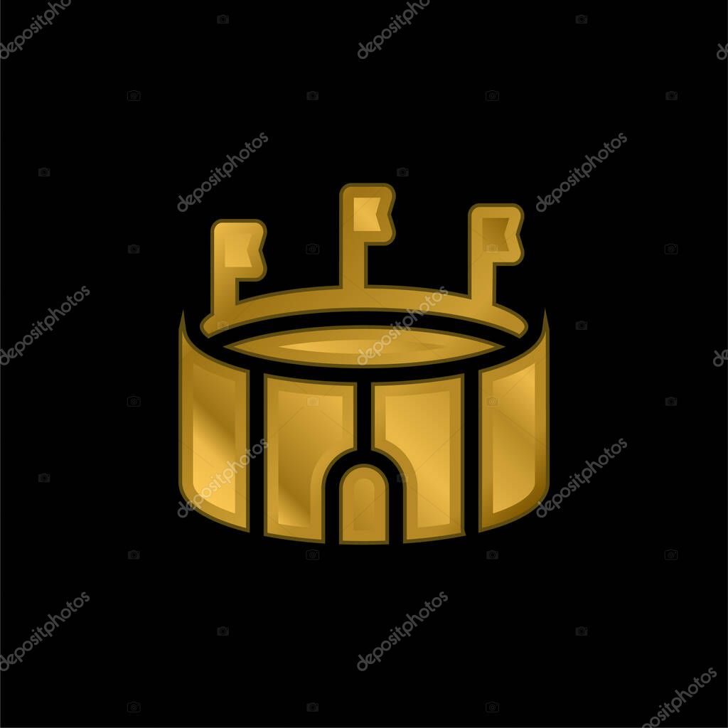 Arena gold plated metalic icon or logo vector