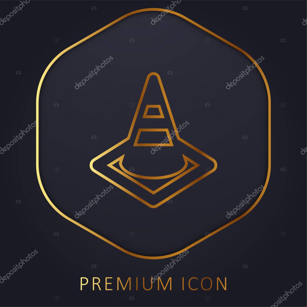 Blocking Road golden line premium logo or icon