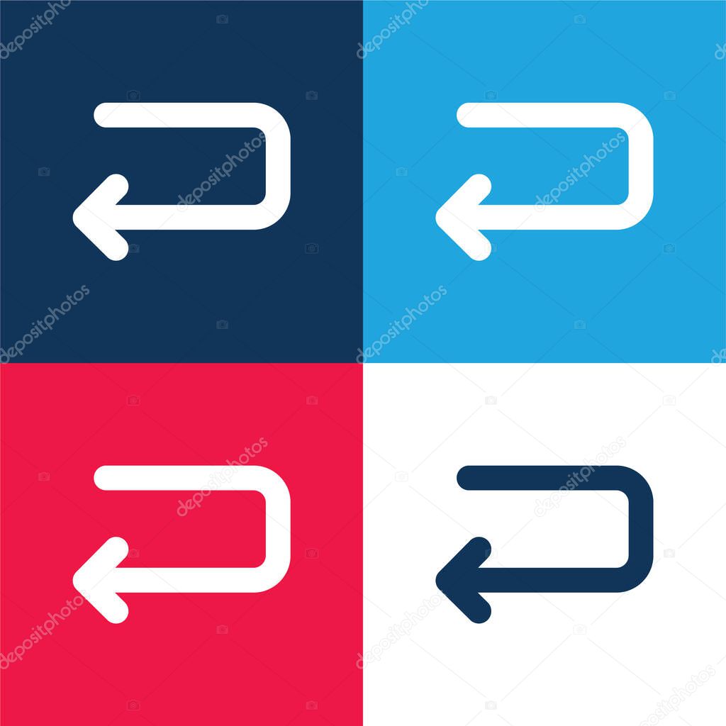 Back Left Arrow Of Returning Angle blue and red four color minimal icon set