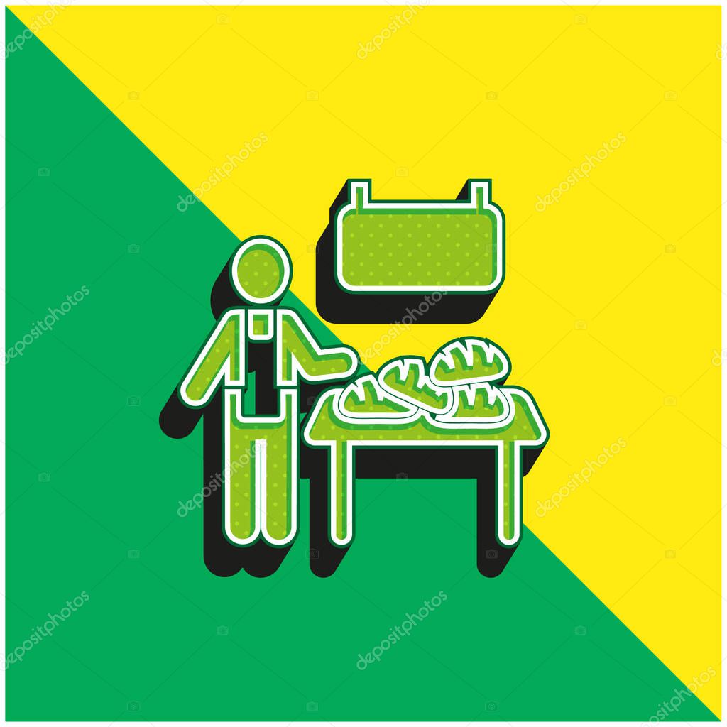 Bakery Vendor Green and yellow modern 3d vector icon logo