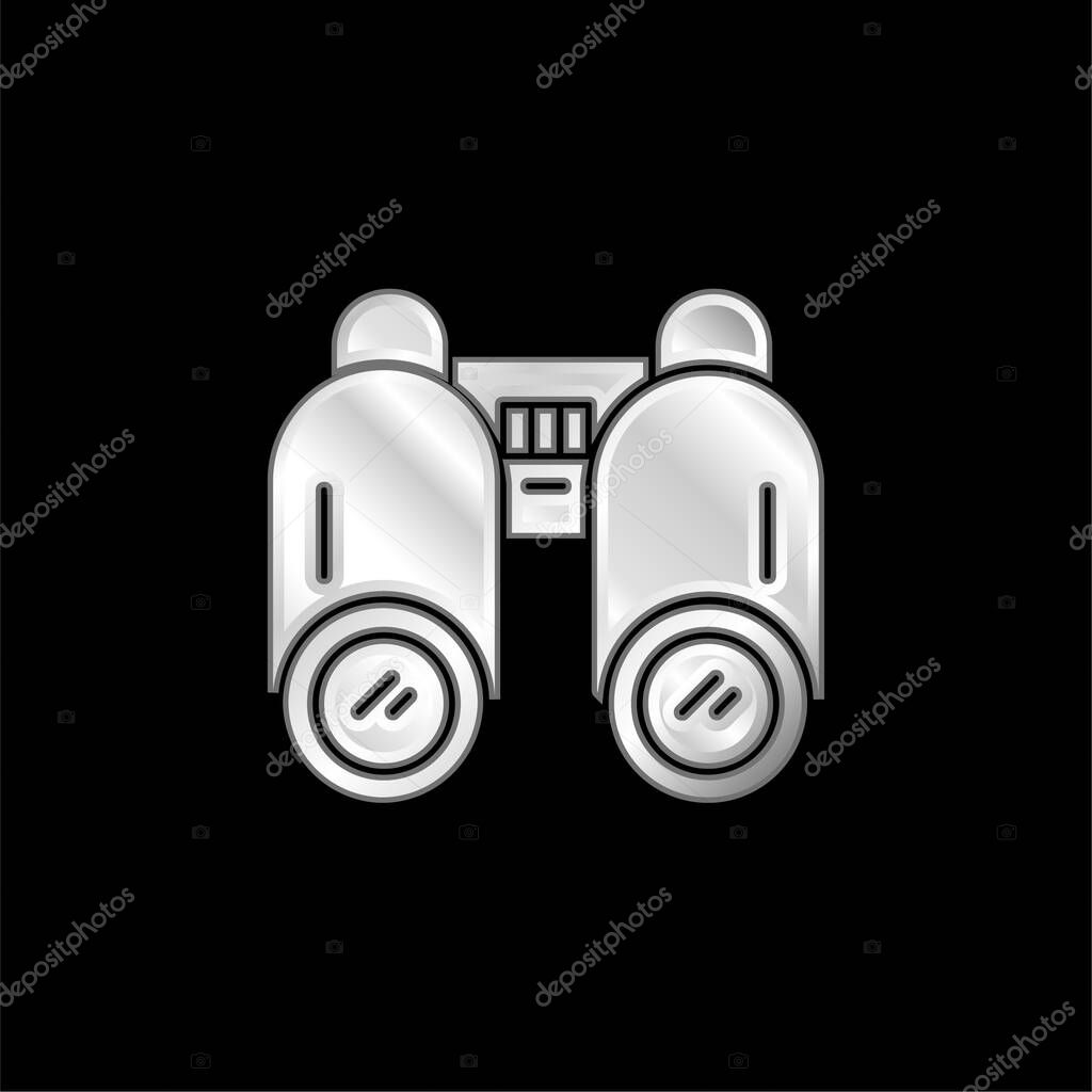 Binoculars silver plated metallic icon