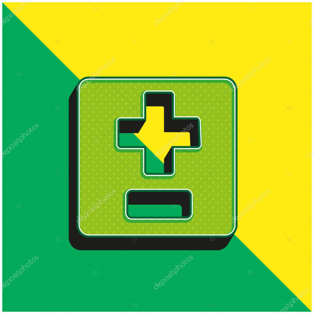 Add And Subtract Symbols Green and yellow modern 3d vector icon logo