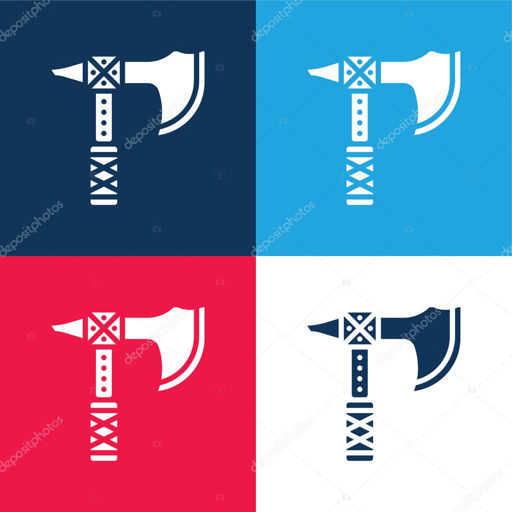 Axe blue and red four color minimal icon set