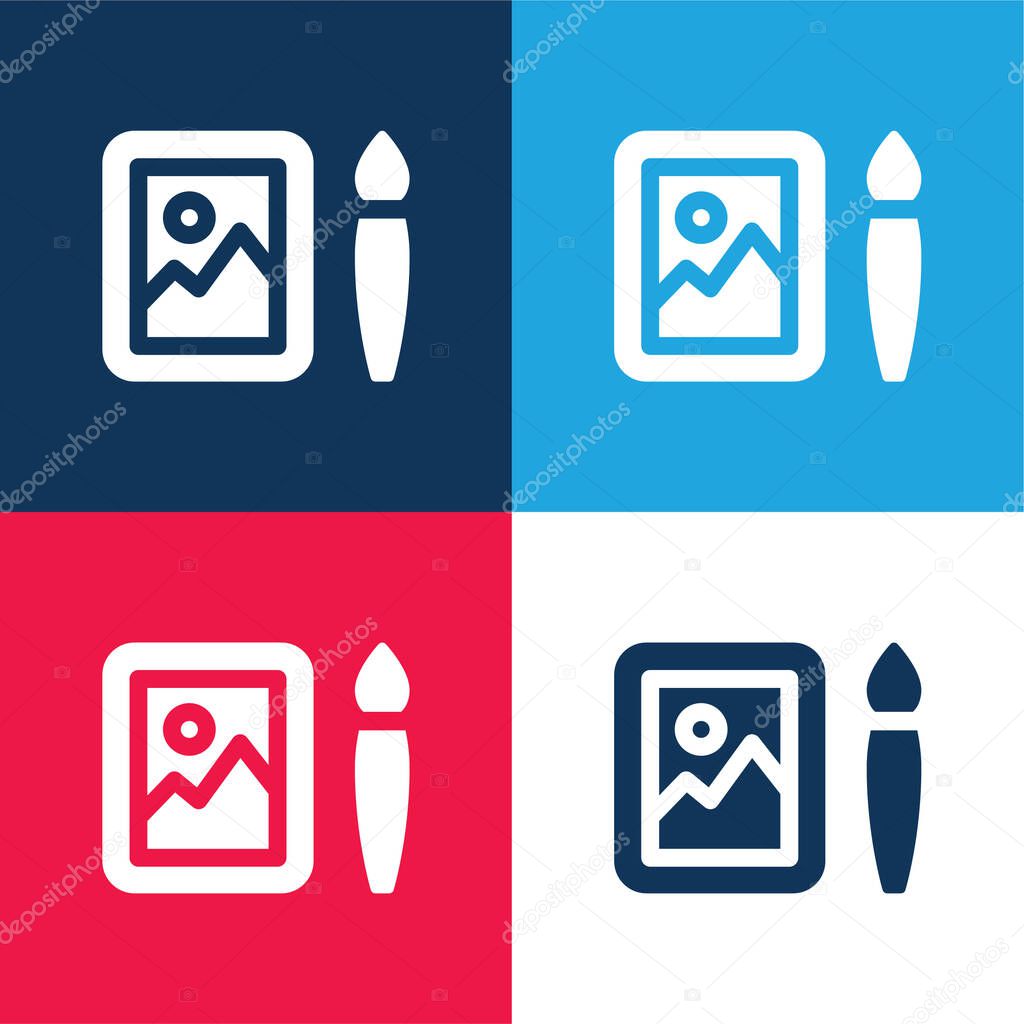 Art blue and red four color minimal icon set