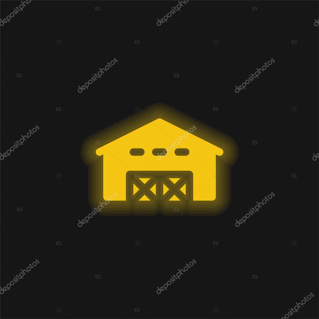 Barn yellow glowing neon icon