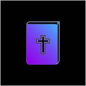 Biblia keresztjelzéssel Elülső kék gradiens vektor ikon