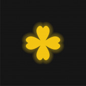 4 Leaf Clover žlutá zářící neonová ikona