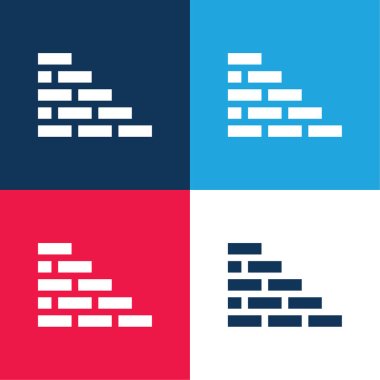 Brickwall blue and red four color minimal icon set clipart