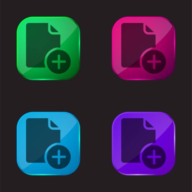 Dosya 4 renk cam düğme simgesi ekle