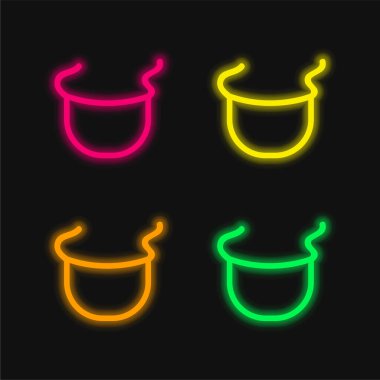 Bebek Bib Kumaşı Dış Hattı 4 renkli neon vektör simgesi
