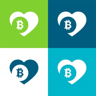 Bitcoin Love Heart Düz 4 renk minimal simgesi