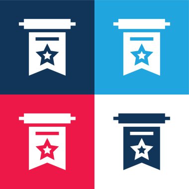 Sancak mavi ve kırmızı dört renk minimal simge kümesi