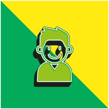 Çocuk Yeşil ve Sarı Modern 3D vektör simgesi logosu