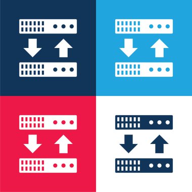 Yedek mavi ve kırmızı dört renk minimal simgesi seti