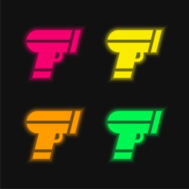 Barkod tarayıcı dört renk parlayan neon vektör simgesi