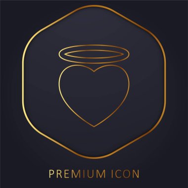 Angel Heart With An Halo golden line premium logo or icon clipart