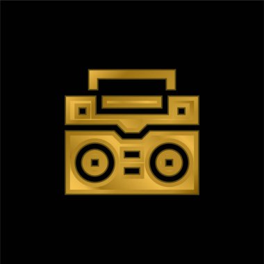 Boombox altın kaplama metalik simge veya logo vektörü
