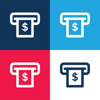 Atm blue and red four color minimal icon set clipart