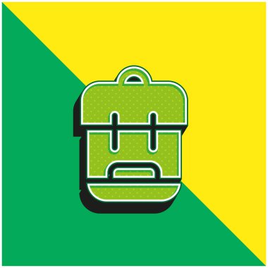 Sırt çantası yeşil ve sarı modern 3d vektör simgesi logosu