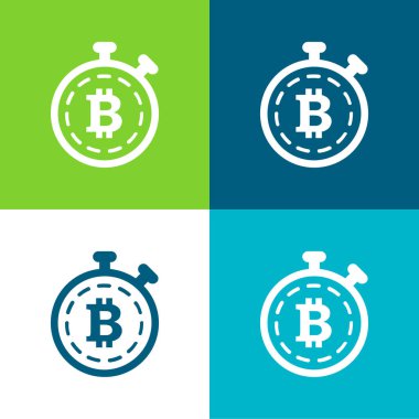 Bitcoin Sembolü Bir Zamanlayıcı Değişkeni içinde Düz Düz 4 renk minimal simgesi